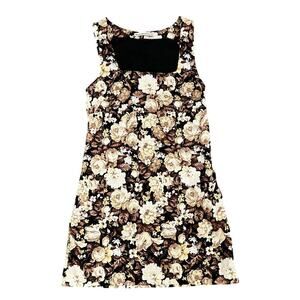 Abercrombie & Fitch Floral Wide Strap Square Neck Linen Mini Dress Size Small T